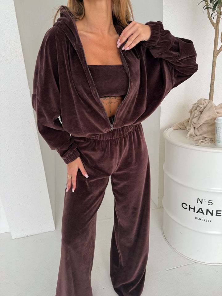 Damen weiches Lounge-Set mit weitem Schnitt und elegantem V-Ausschnitt Drune