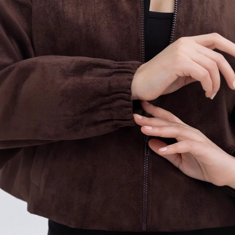 Damen Modische Kunstlederjacke im lässigen Schnitt mit Reißverschluss Drune