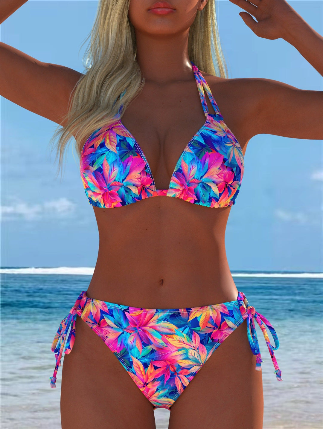 Damen Bikini-Set mit verspieltem Schnitt und trendigem Mustermix Drune