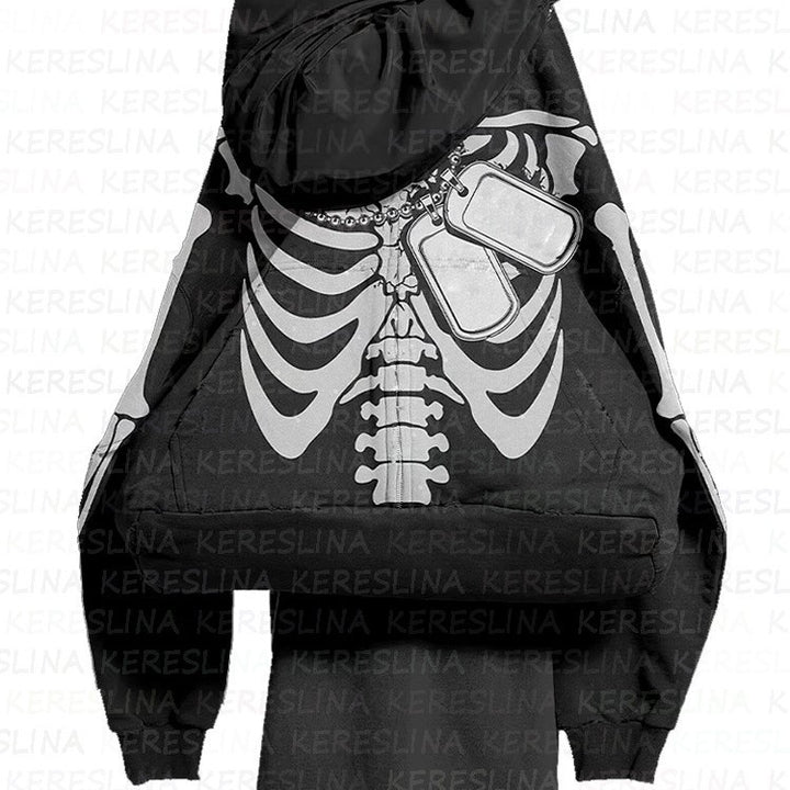 Damen Kapuzenpullover mit kreativem Skelett-Design und hochwertigem Material Drune