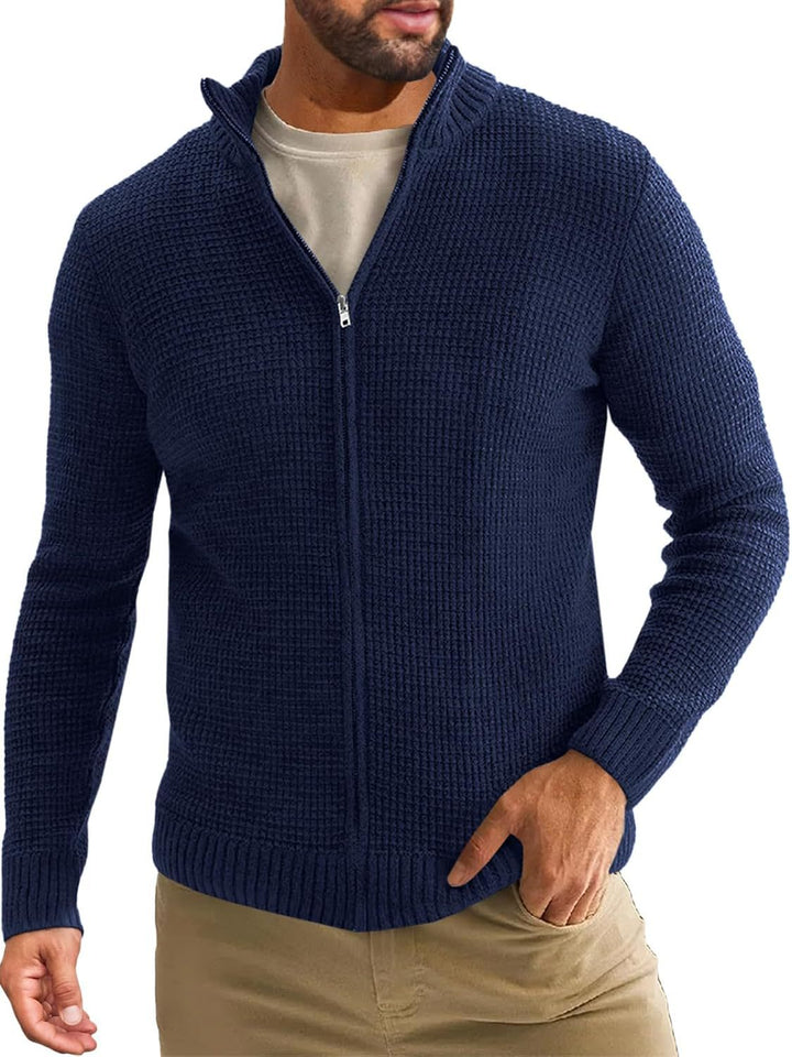 Herren Strickjacke mit hohem Kragen und praktischem Reißverschluss Drune