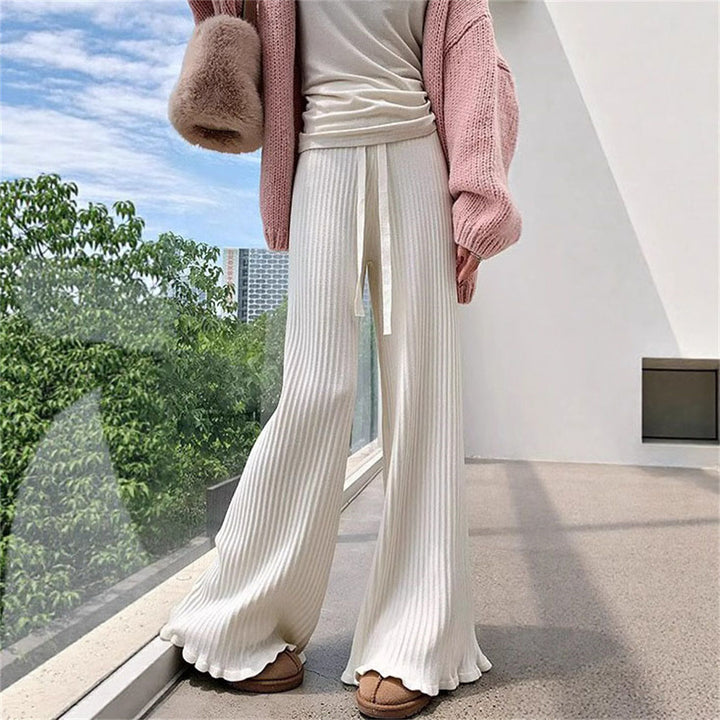 Damen Fließende Strickhose mit weichem Material und elegantem Saum Drune