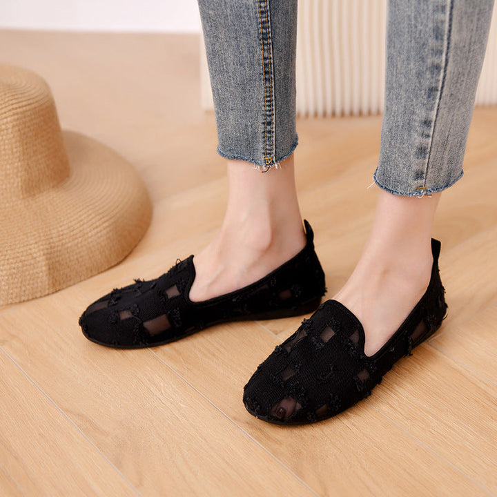 Damen lässige Slip-On Schuhe mit modischem Zierrahmen Drune
