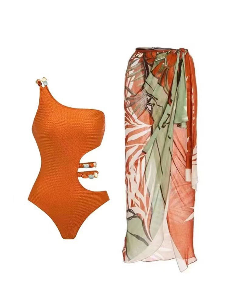 Damen Bikini-Set mit asymmetrischem Oberteil und elegantem Wickelrock Drune