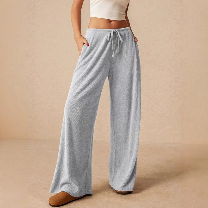 Damen weite Strickhose mit verstellbarem Bund und seitlichen Taschen Drune