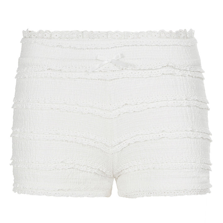 Damen trendige Shorts mit Rüschendesign und elastischem Bund Drune