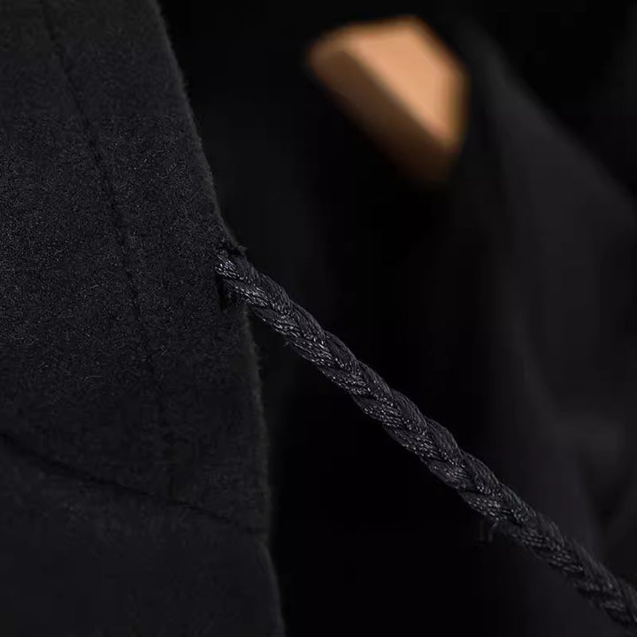 Damen Übergangsponcho mit Kapuze und stylischen Fransen Drune
