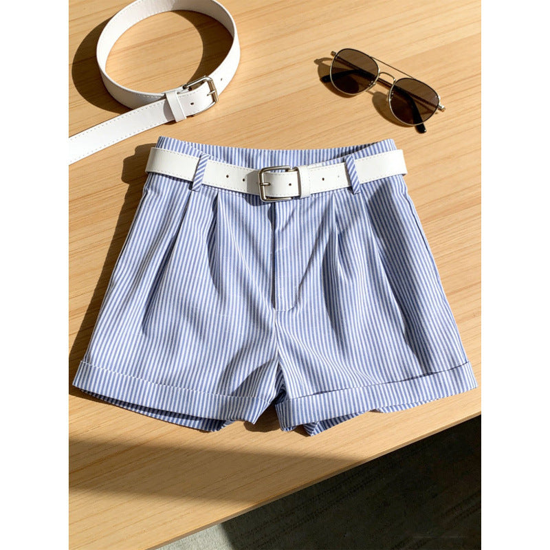 Damen Shorts mit gestreiftem Design und bequemer Passform Drune