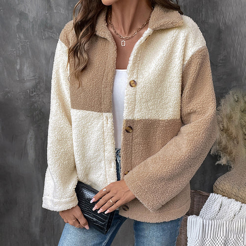 Damen Teddyjacke mit modischen Farbblockdetails und nachhaltigem Material Drune