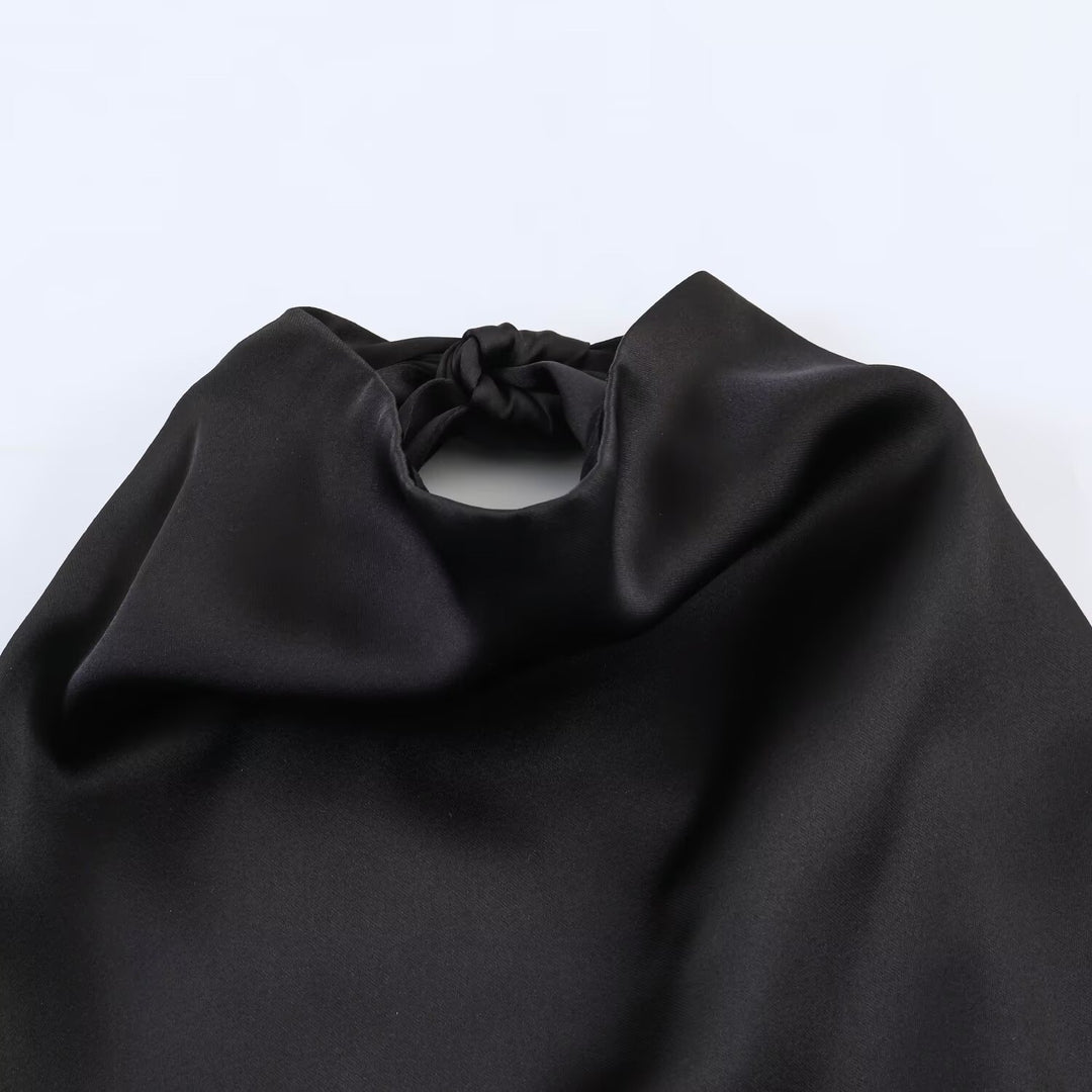 Damen asymmetrisches Satin Kleid Drune