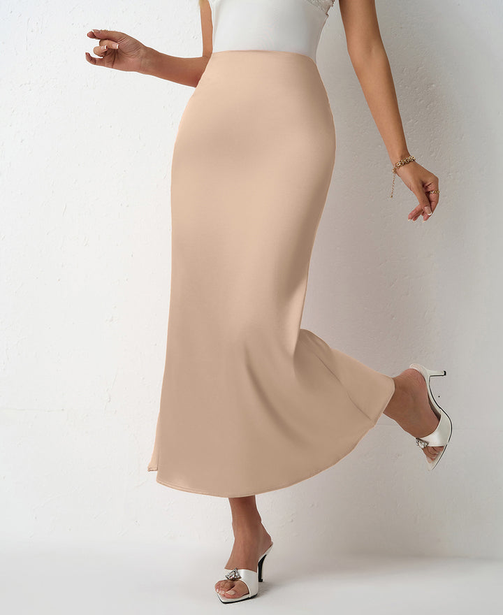 Damen Eleganter Maxirock mit fließendem Schnitt und hohem Bund Drune