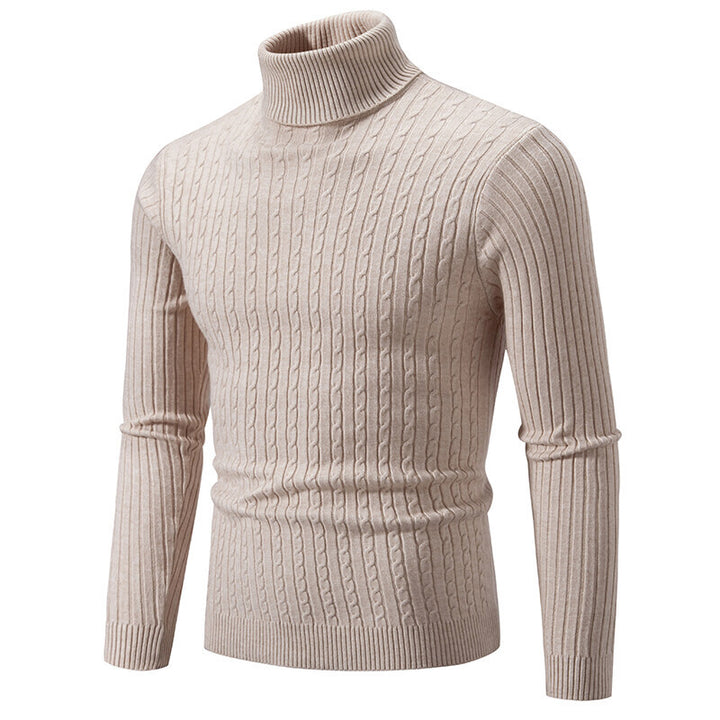 Herren nan Rollkragenpullover mit Zopfstrick und schlanker Passform Drune
