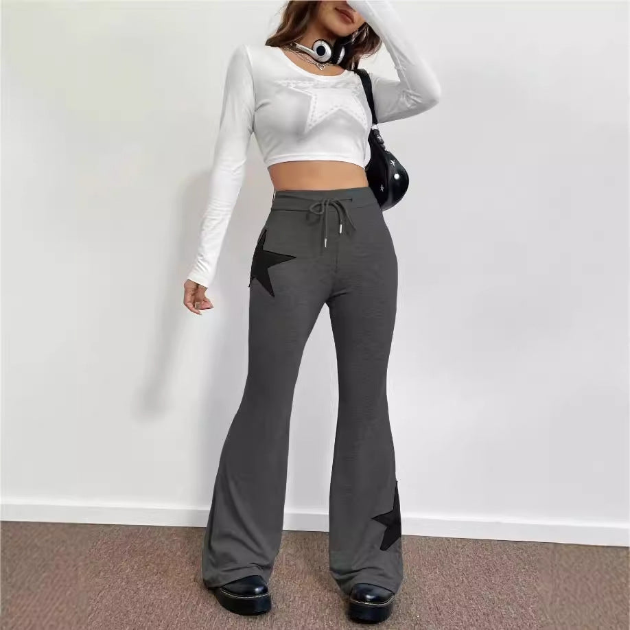 Damen lässige Sweatpants mit weitem Bein und Sternenmotiv Drune