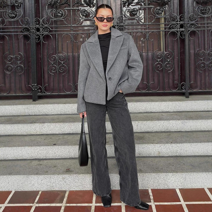 Damen elegante Übergröße Blazerjacke Drune