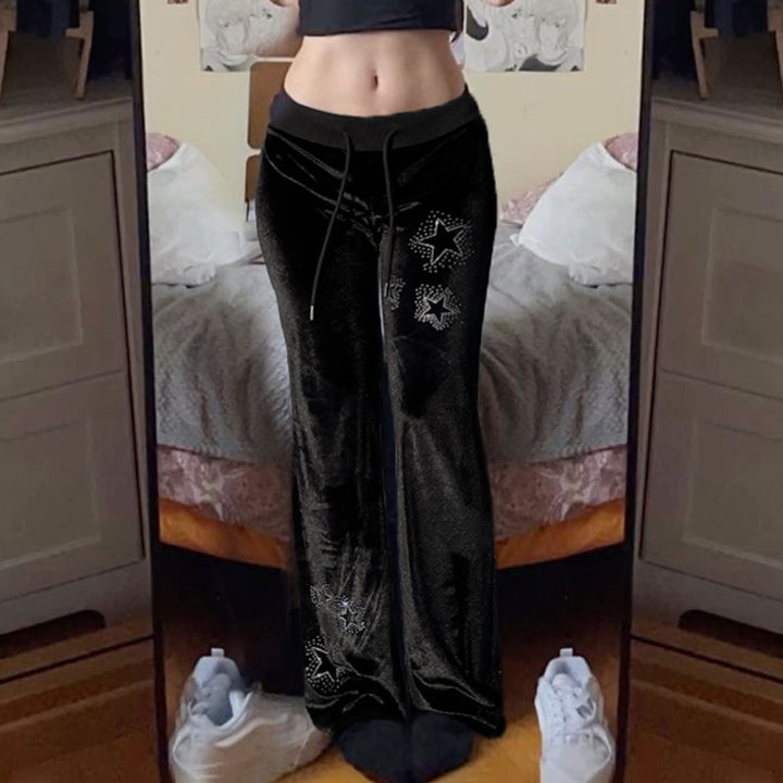 Damen Flare Jogginghose mit funkelnden Sternenapplikationen Drune