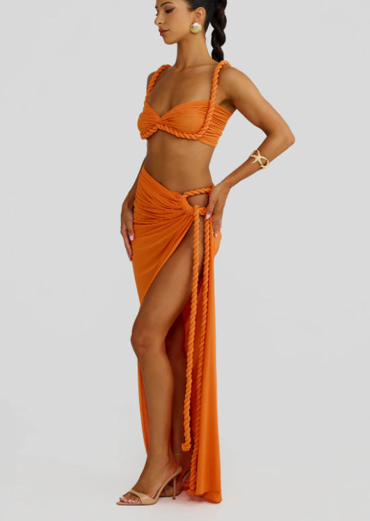 Damen Bikiniset mit elegantem Wickeltuch und kunstvollen Schnürdetails Drune