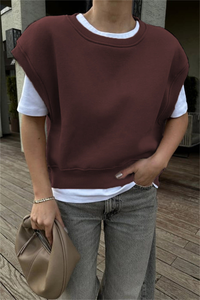 Damen lässiger Oversized-Sweatshirt mit breiten Ärmeln und hohem Bund Drune