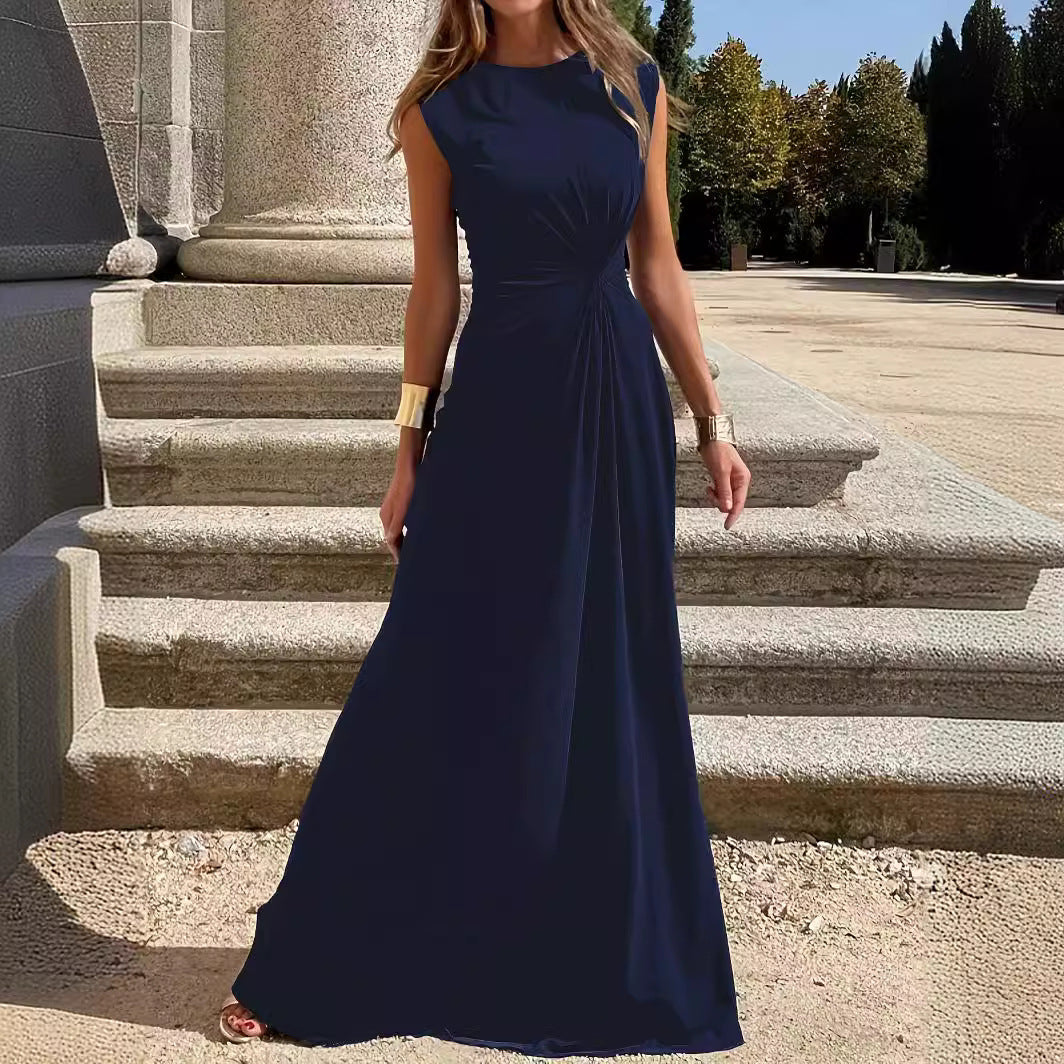 Drune | Elegantes Langkleid mit Langen Ärmeln, Revers und Unifarbenem V-Ausschnitt für Damen