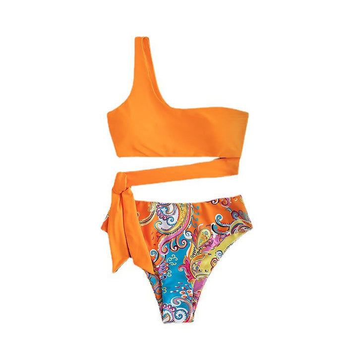 Damen Triangel-Bikini mit modischem asymmetrischem Oberteil und hohem Bund Drune