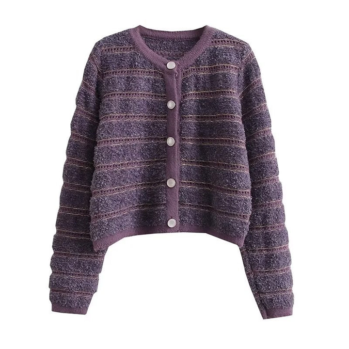 Damen modische Strickjacke mit knöpfbarem Design und feinem Strukturmuster Drune