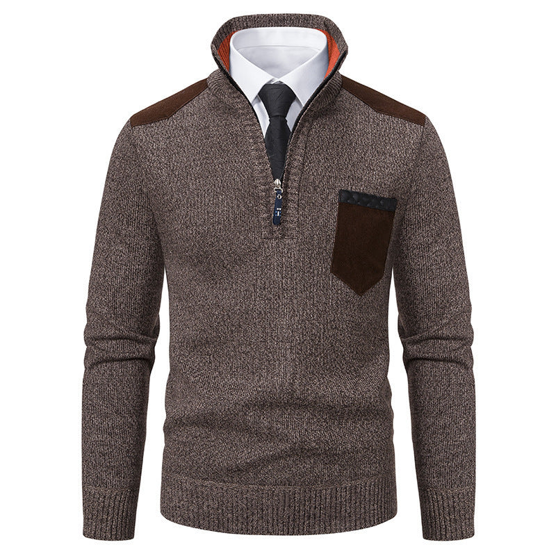 Herren eleganter Pullover mit halbhohem Kragen und feinen Kontrastdetails Drune