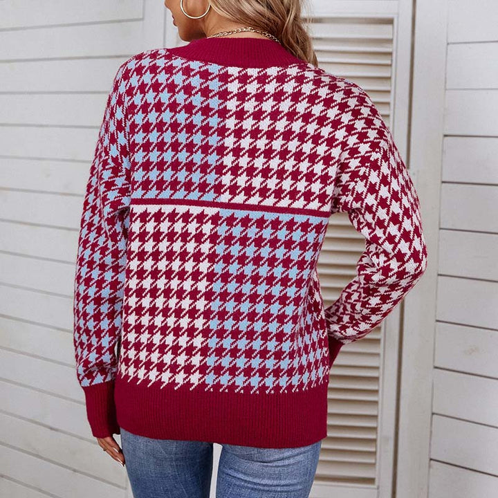 Drune | Hundezahn-muster Bluse Acryl Klassisches Design
