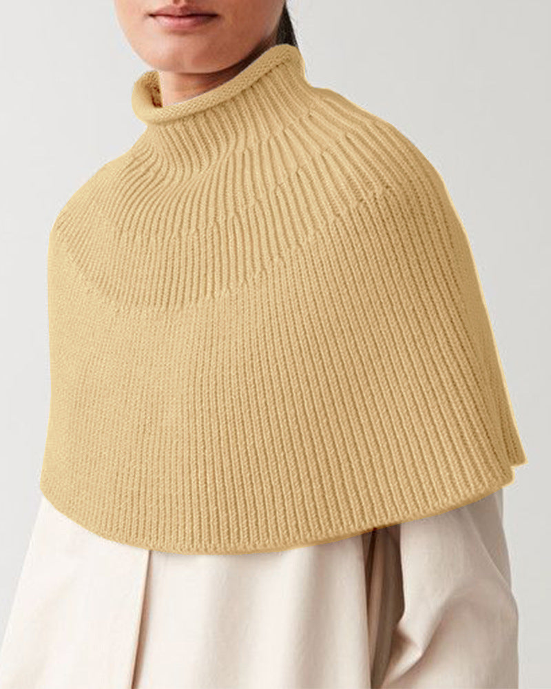 Damen Strick-Cape mit hohem Kragen und feiner Rippstruktur Drune