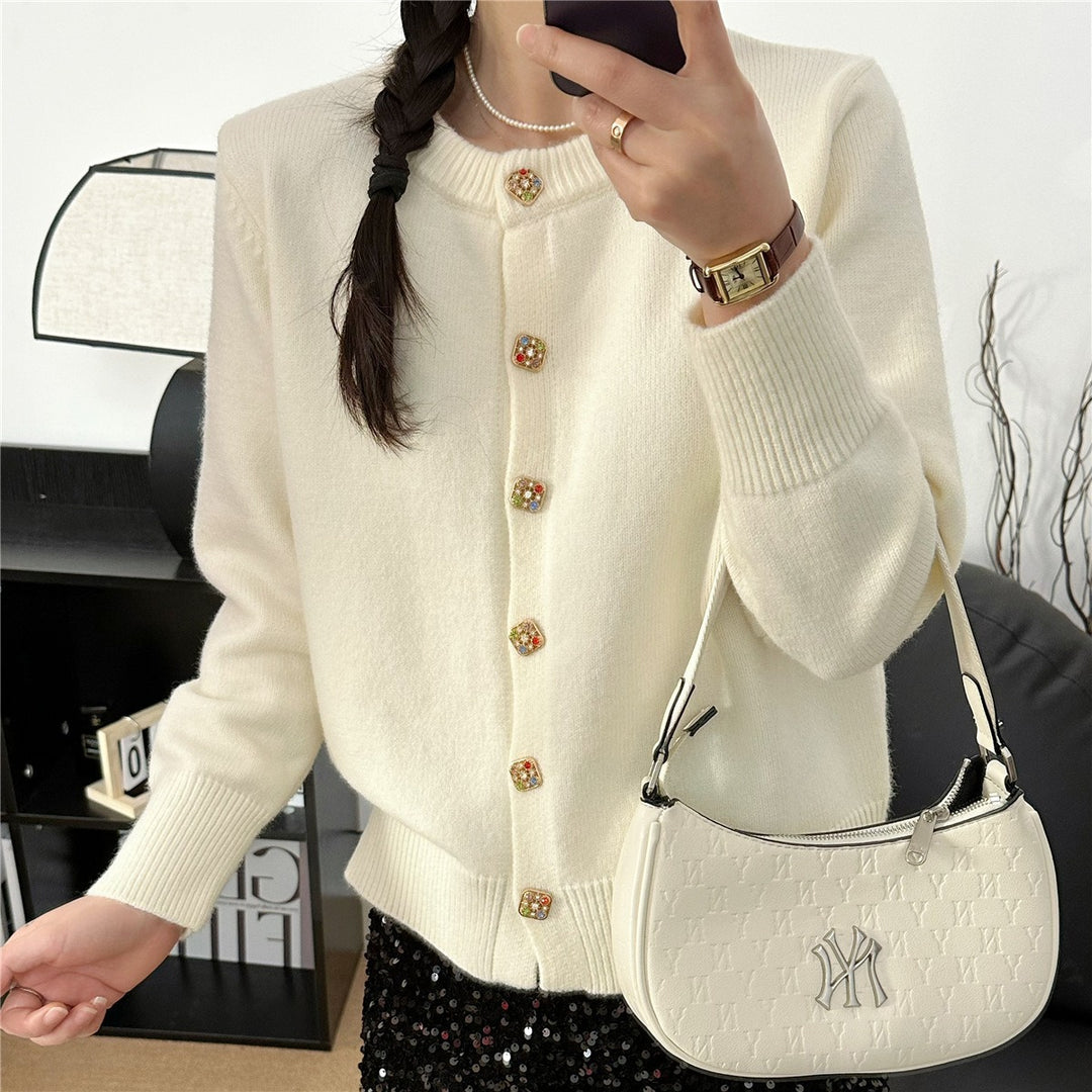 Damen Strickjacke mit bunten Knopfdetails und eleganter Passform Drune