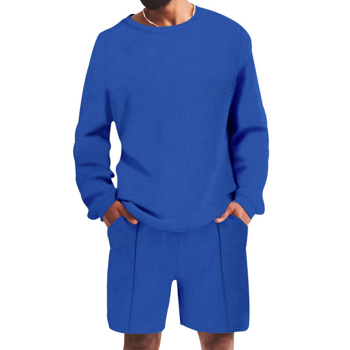 Herren lässiges Sweatshirt- und Shorts-Set mit strukturiertem Design Drune