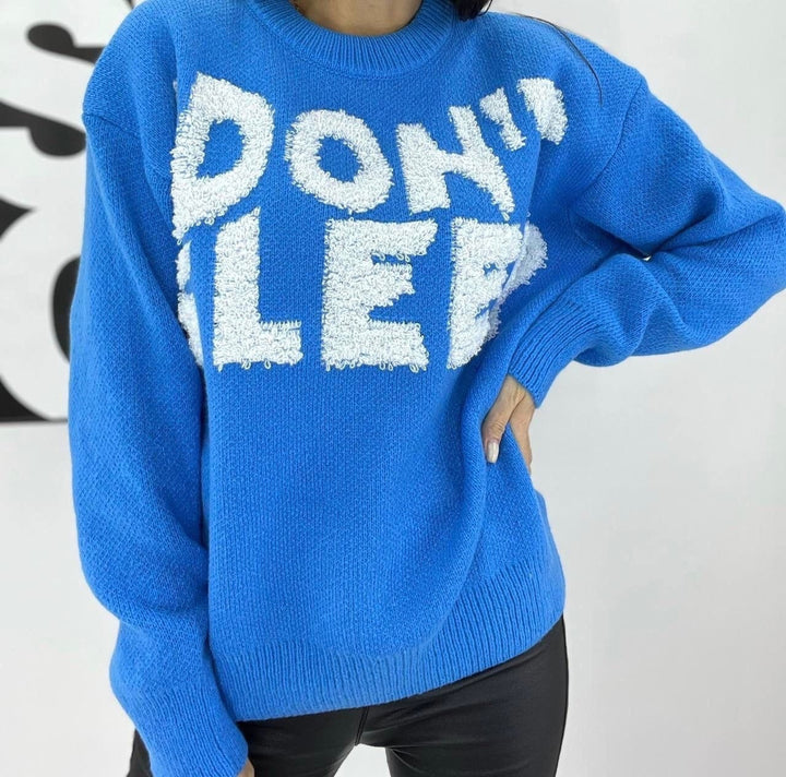Damen Kuscheliger Statement-Pullover mit Motiv Drune