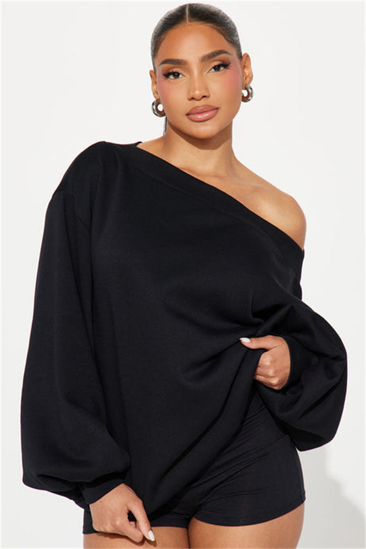 Damen lässiger Oversized Sweatpullover mit asymmetrischem Schnitt Drune