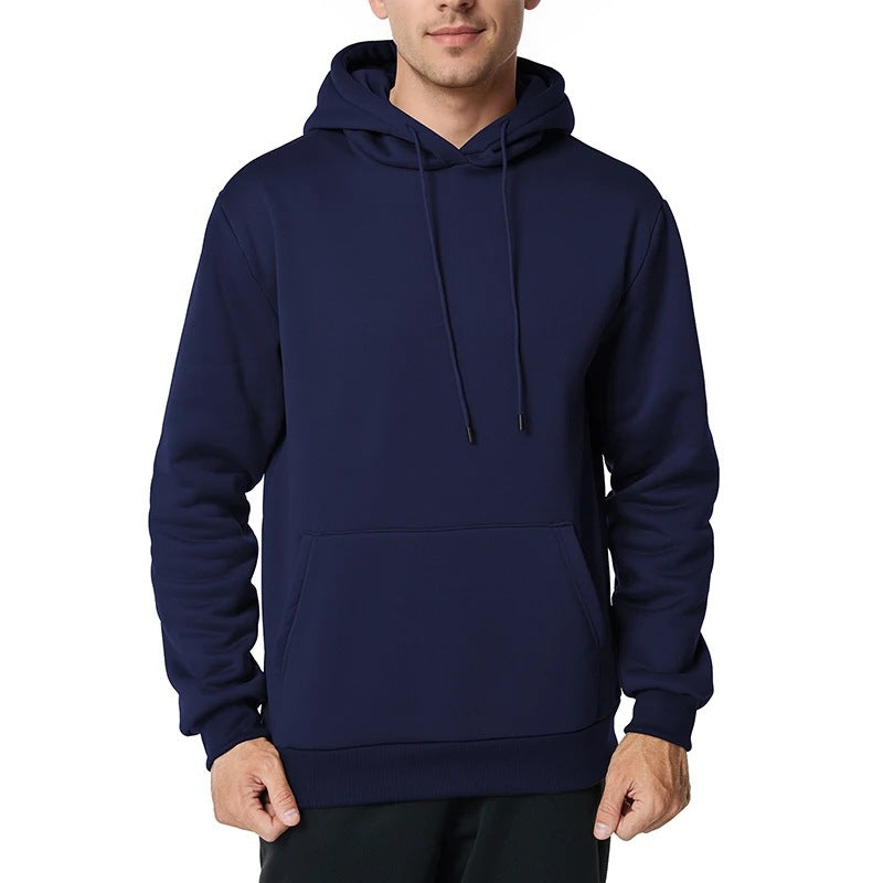 Herren nan minimalistischer Kapuzenpullover mit weichem Fleece-Innenfutter und Kängurutasche Drune