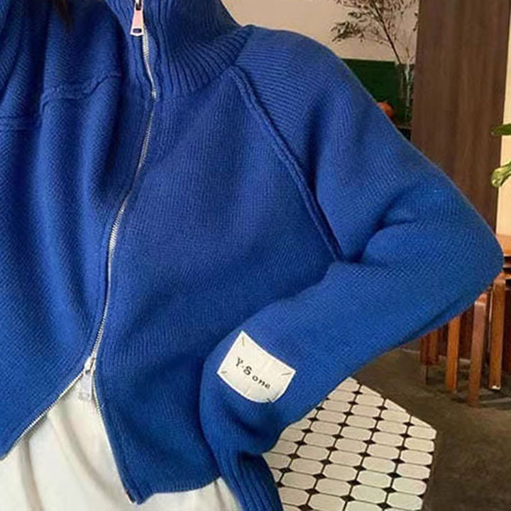 Damen Strickjacke mit hochwertigem Reißverschluss und Stehkragen Drune