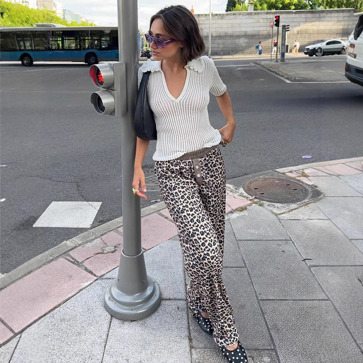 Damen Modische Leoparden-Hose mit elastischem Bund Drune