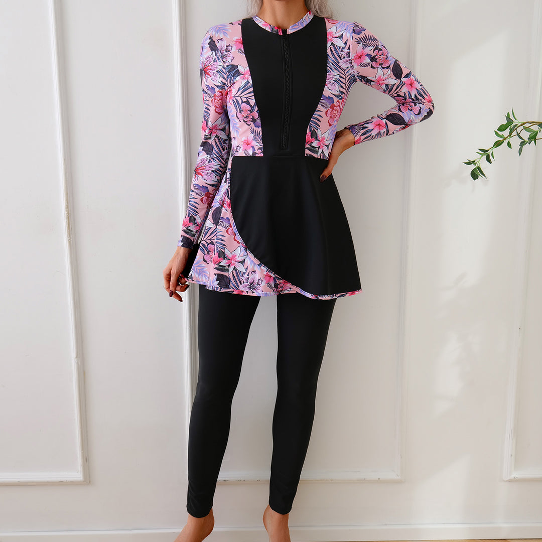 Damen Modischer Badeset mit langer Tunika und Leggings Drune