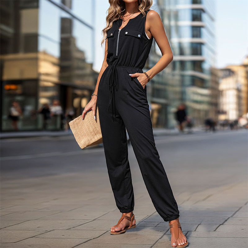 Damen Jumpsuit mit praktischen Taschen und verstellbarem Taillenzug Drune