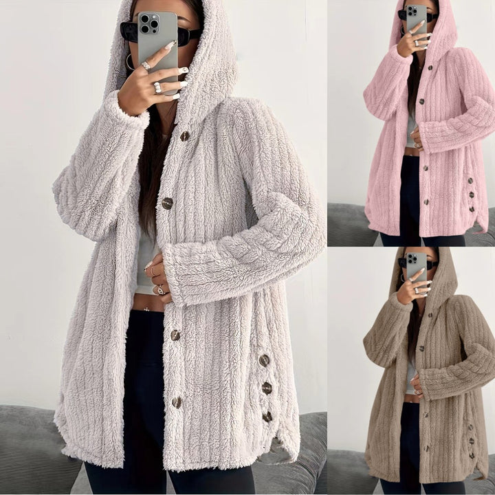 Damen Kuschelige Fleecejacke mit Kapuze Drune
