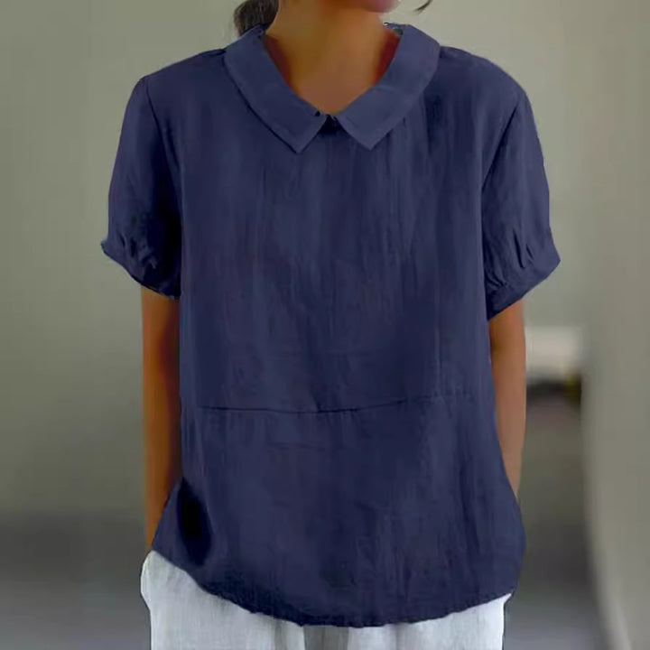 Damen Bluse mit klassischem Kragen und Kurzarm Drune