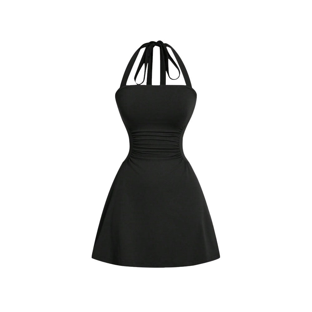 Damen Halterkleid mit figurformender Drapierung und schickem Rückenschnürdesign Drune