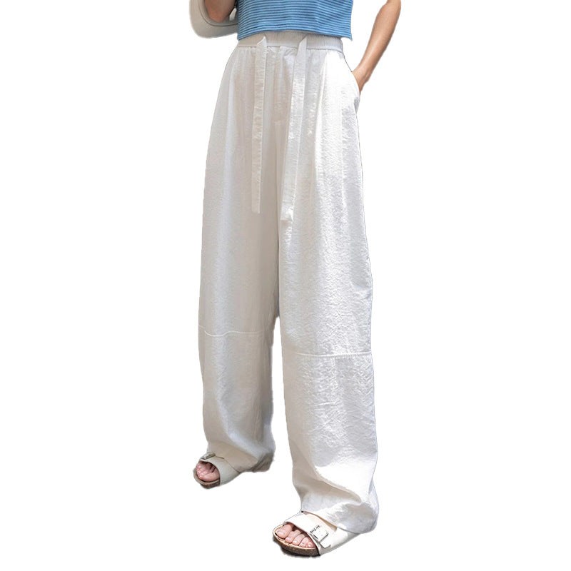 Damen Lässige und bequeme weite Hose mit seitlichem Bindegürtel Drune