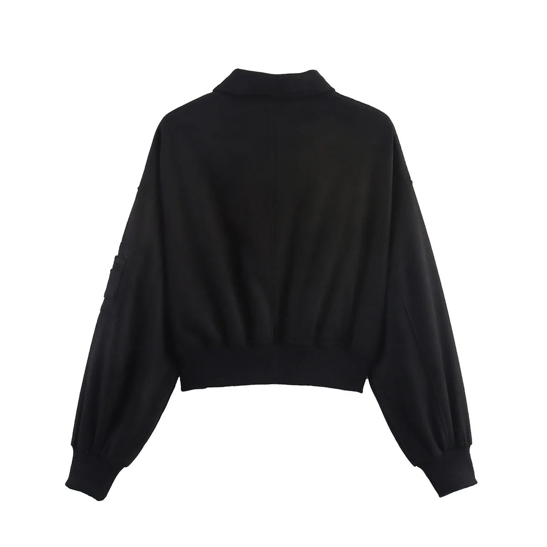 Damen cropped Kunstlederjacke mit praktischen Taschen Drune