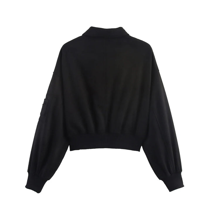 Damen cropped Kunstlederjacke mit praktischen Taschen Drune
