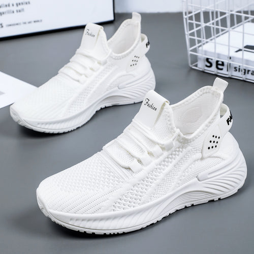 Damen nan atmungsaktiver Strick-Freizeitsneaker mit elastischem Schlupfkragen und gedämpfter Keilsohle Drune