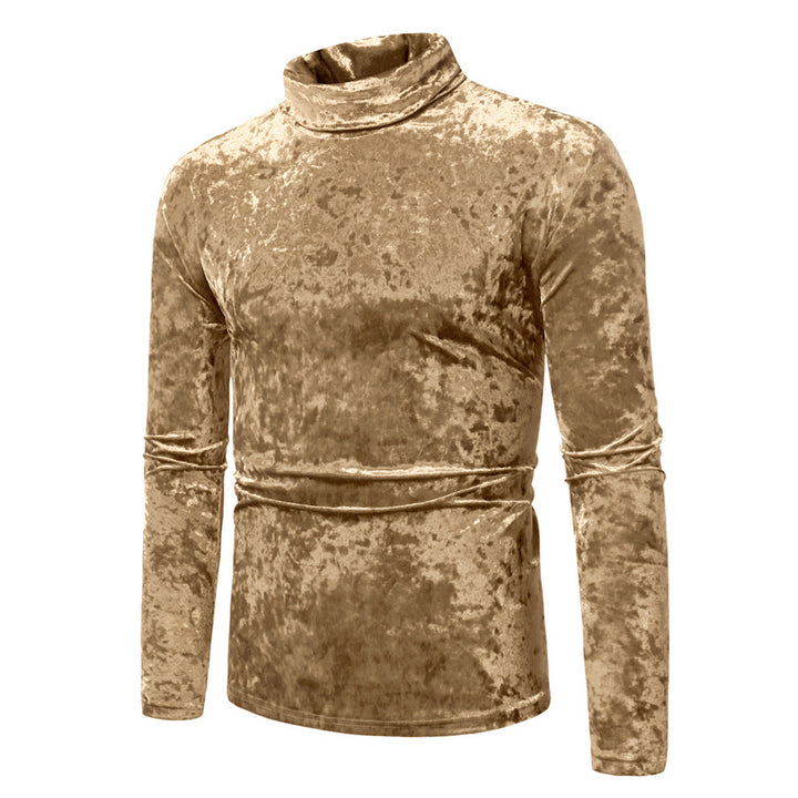 Herren eleganter Rollkragenpullover aus luxuriösem Samtstoff Drune