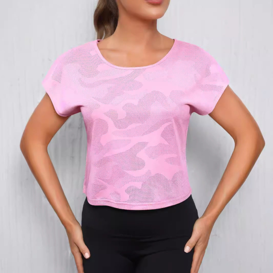 Damen Sportliches Crop-Top mit atmungsaktiver Netzstruktur Drune