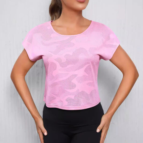 Damen Sportliches Crop-Top mit atmungsaktiver Netzstruktur Drune