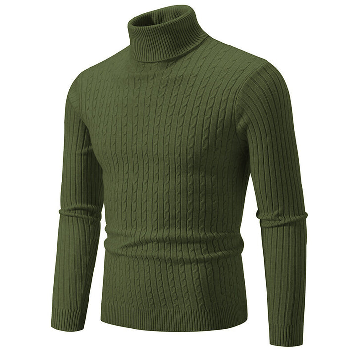Herren nan Rollkragenpullover mit Zopfstrick und schlanker Passform Drune