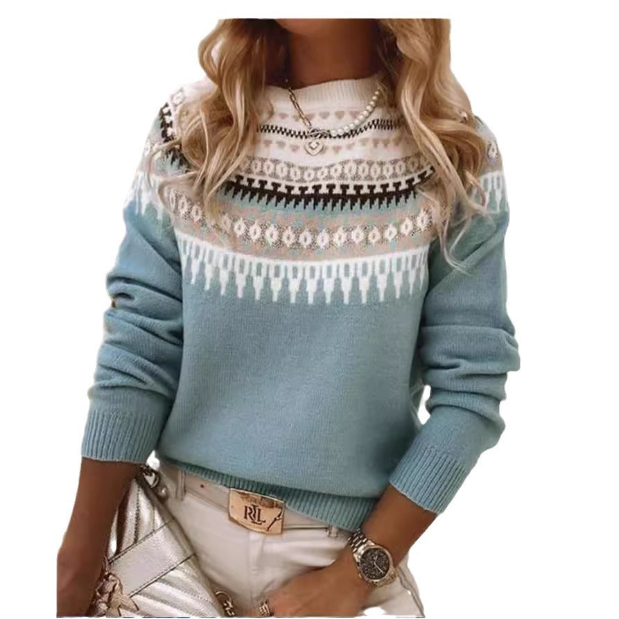 Damen nan Norwegerpullover aus Wollmix mit Rundhalsausschnitt und traditionellem Fair-Isle-Yoke Drune