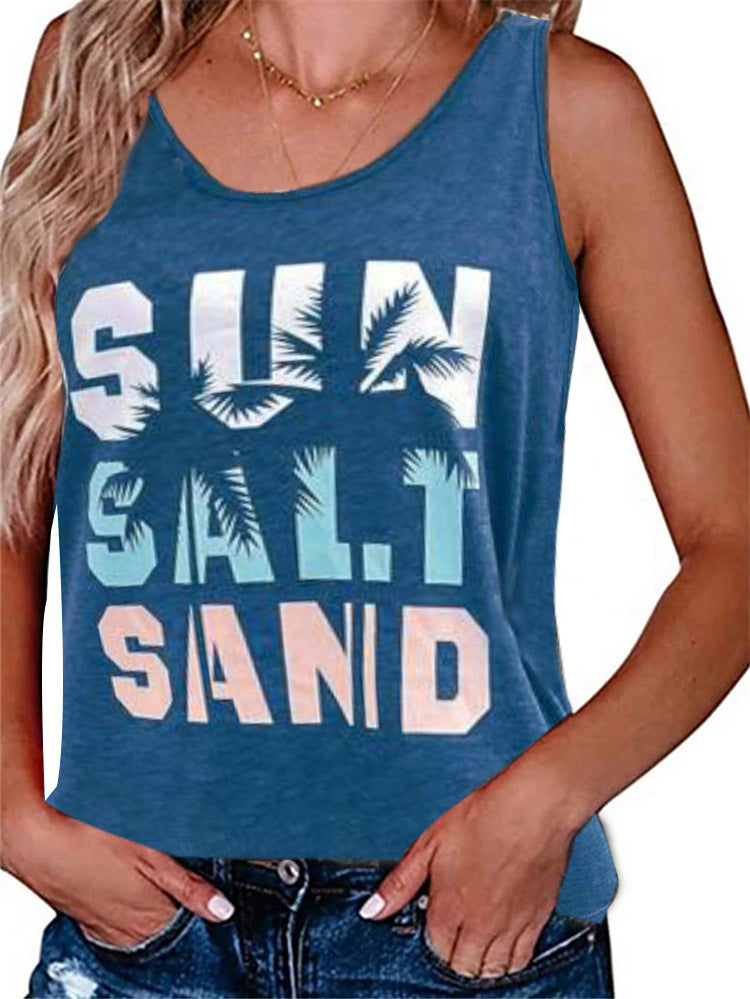 Damen ärmelloses Freizeitshirt mit trendigem Grafikdesign Drune