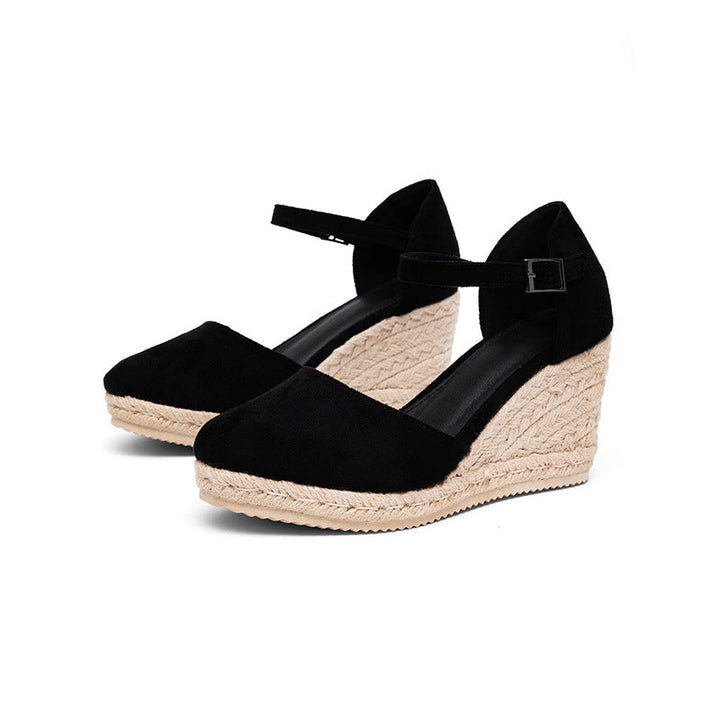Damen Wedge-Sandalen mit eleganten Riemen und Raffia-Details Drune